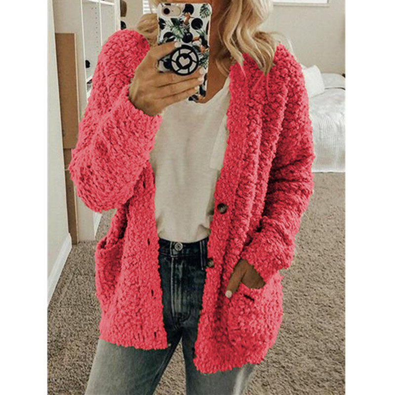 Autumn Winter Women's Oversized Casual Fashion Coat Ladies Solid Color Cardigan Outwear Femme Loose All-match Buttons Jacket Top