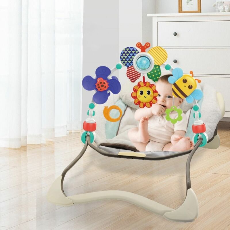 Arco de juguete para cochecito de bebé, colgante de plástico, juguetes musicales, decoración de campana de anillo