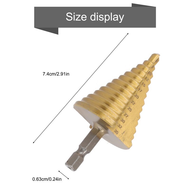 5-35mm Spiral Fluted Drill Bits High Speed Steel Coated Step Drill Bits Metal Wood Hole Cutters Tapered Drill Tools