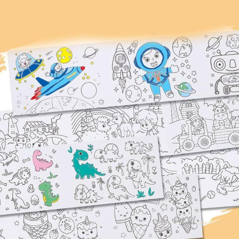 Rolo papel para colorir criativo diy para crianças rolo papel para colorir tema oceano papel pintura para crianças