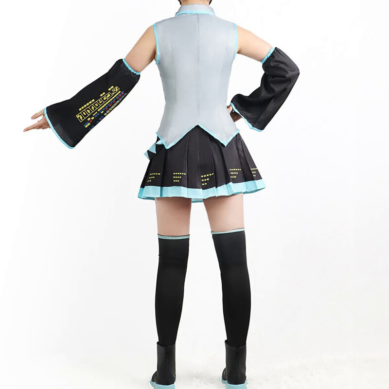 Anime Miku Cosplay Kostüm Perücke Kopf bedeckung Full Set Requisiten Miku Cosplay Zubehör Halloween Party Outfit für Frauen Mädchen