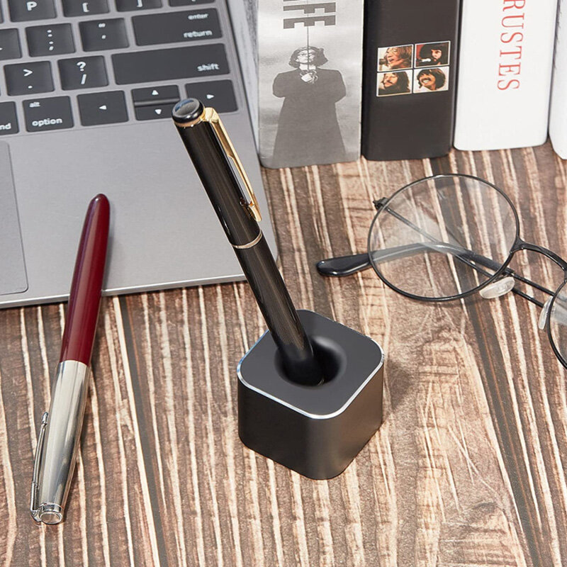 Алюминиевый мини-держатель для ручек с нескользящей подставкой, квадратная настольная подставка для хранения, настольный органайзер для офиса