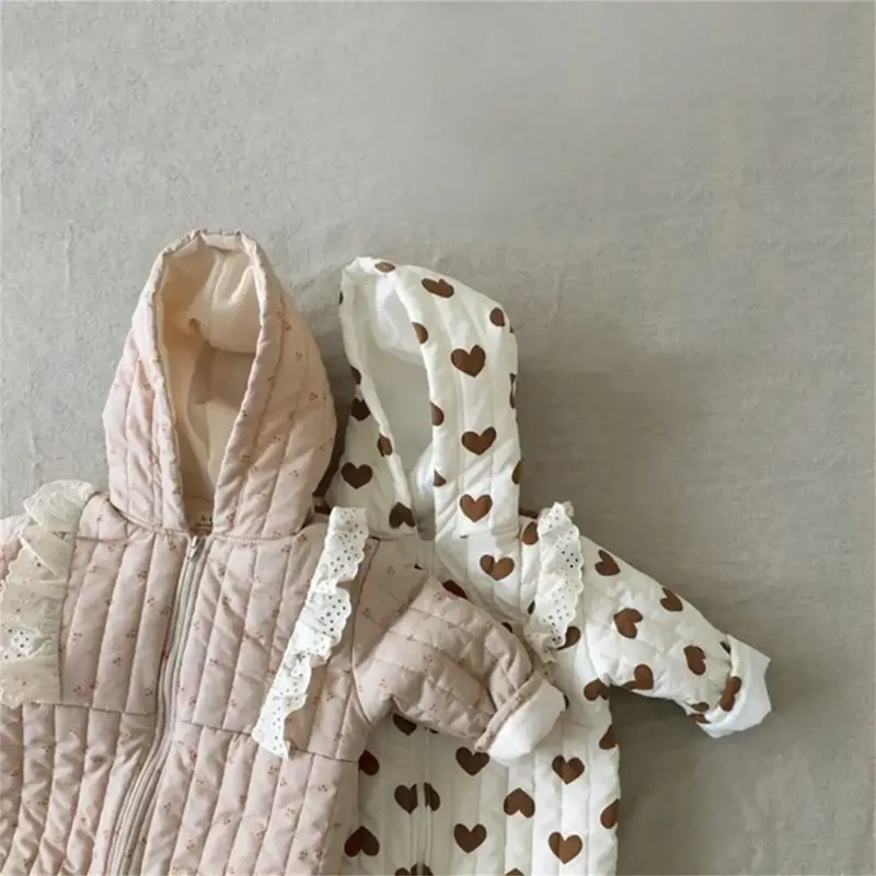 Зимняя куртка для новорожденных девочек, зимний теплый плотный комбинезон в клетку из хлопка с длинным рукавом и подкладкой, комбинезон, детские куртки для девочек