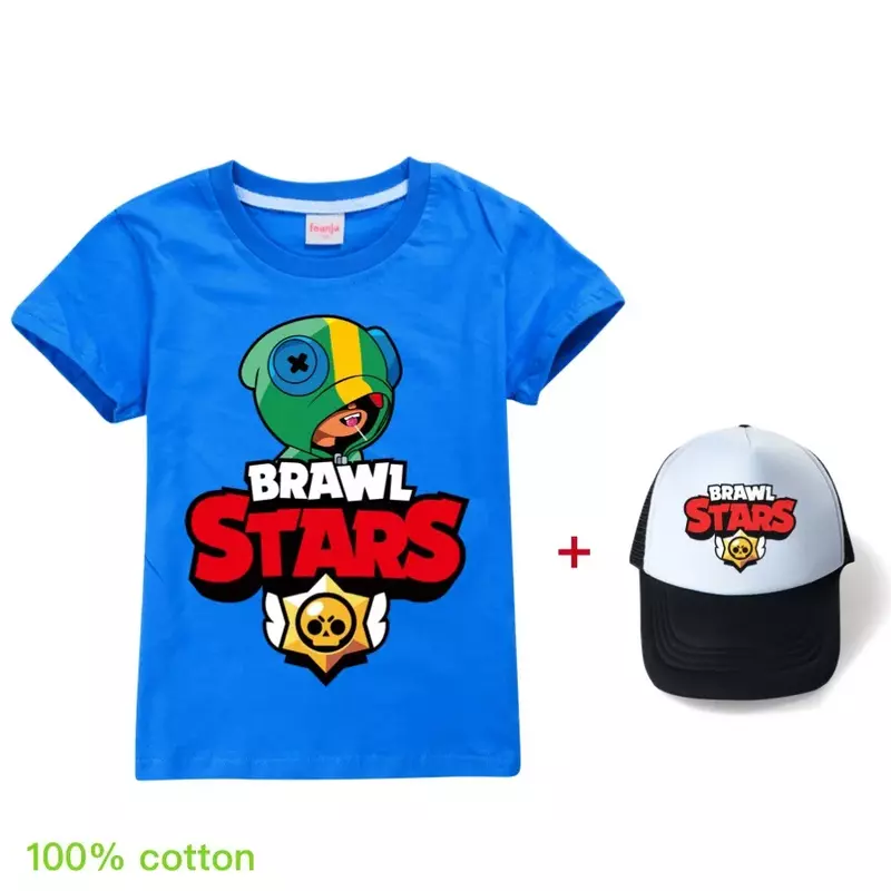 T-shirt e conjunto de chapéus infantis, roupa de aniversário para meninos e meninas, camiseta estrelada, terno verão, adolescentes, crianças, moda, 2024