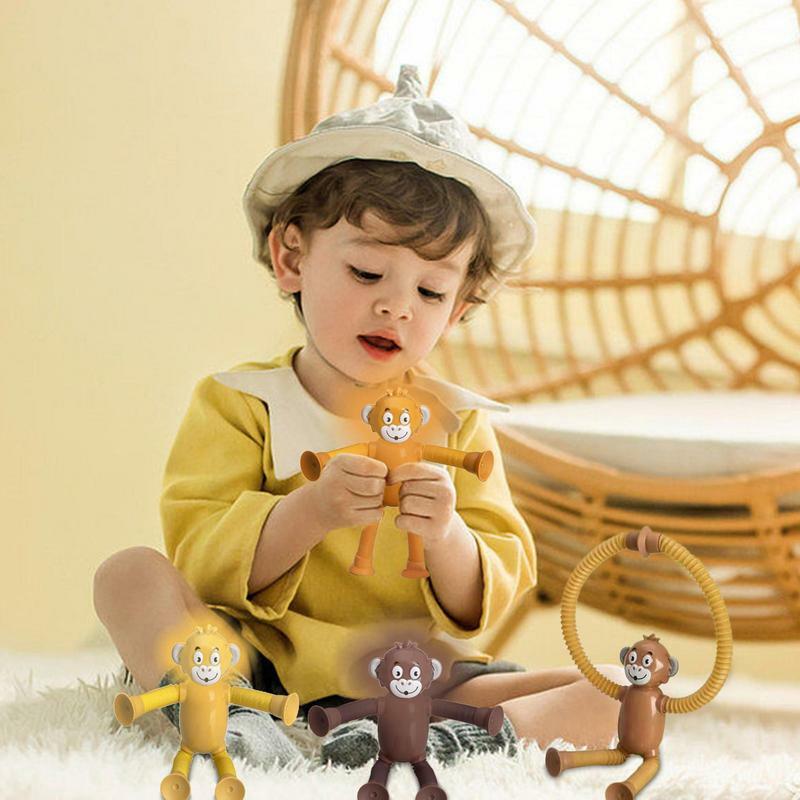 텔레스코픽 튜브 원숭이 장난감, 동물 터지는 튜브, 피젯 감각 장난감, 감압 스트레치 튜브, 어린이 장난감