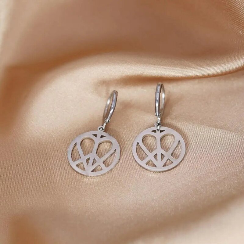 Love Heart Peace Hoop Earrings For Women Tiny Fashion Vintage Earrings Best Gift