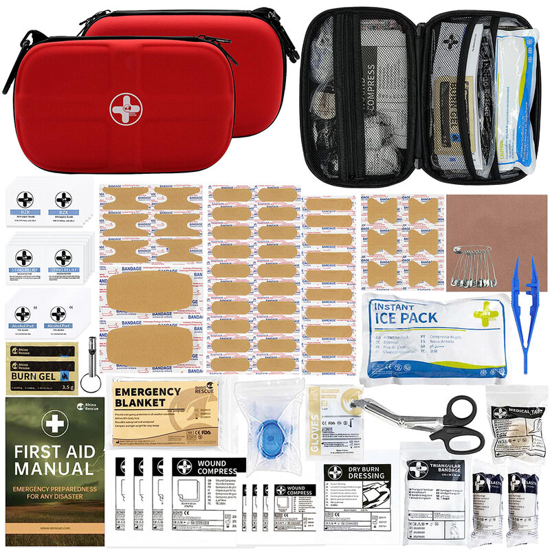 RHINO RESCUE Mini Kit de Primeiros Socorros, Pequeno, Impermeável, Portátil Essencial para Viagens, Casa, Carro, Faculdade, Camping