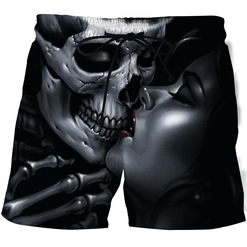 Nieuwe Heren Skull 3d Print Strand Shorts Graphic Casual Sport Shorts Zomer Surfen Short Comfortabele Shorts Hip Hop Broek