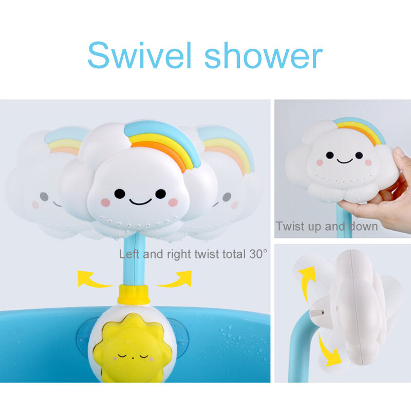 아기 목욕 장난감 구름 욕조 샤워 목욕 스파우트 빨판 접이식 수도꼭지, 어린이 목욕 장난감 귀여운 스프레이 샤워 키즈 선물