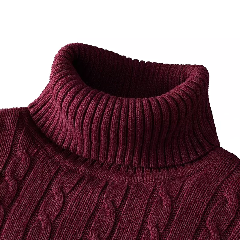 Pull décontracté à col roulé pour homme, pull en laine tricotée, garder au chaud, automne et hiver