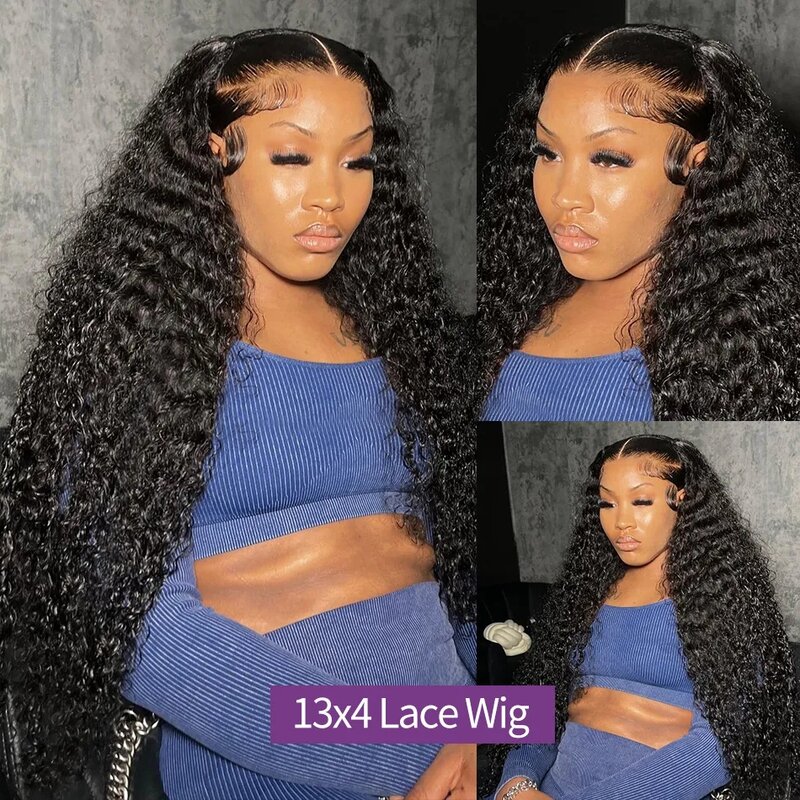 Deep Wave Lace Front 100% Human Hair Wig Kinky Curly 200% 13x4 13x6 Lace Frontal Wigs For Woman Indian Remy Hair Pre Plucked