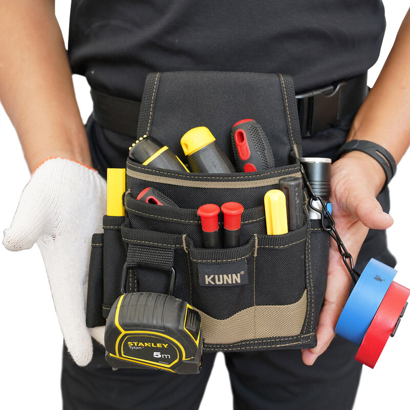 KUNN-Poudres pour outils d'électricien durables, petites pocommuniste à outils d'entretien de base avec ruban adhésif et string, ceinture à outils