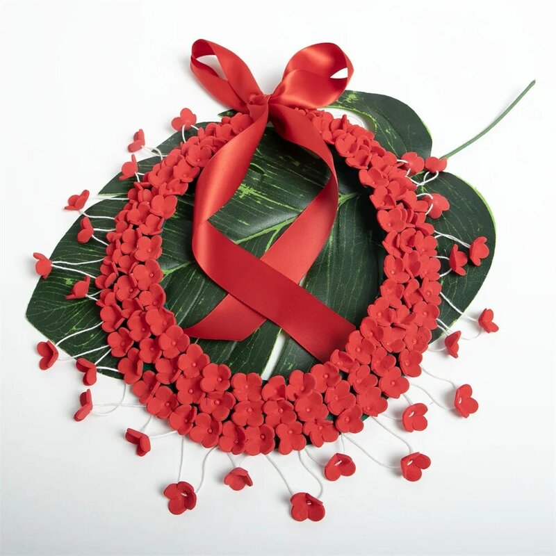 Collares Tongan tradicionales, Heilala Kahoa, flor nacional de vainilla de espuma roja para fiesta de boda, regalo de cumpleaños, recién llegado