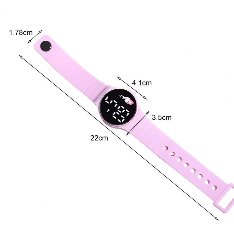Electronic Watch Touchscreen LED Display Wrist Watch Soft Band Round Students Watch Life Waterproof Kids Digital Watch