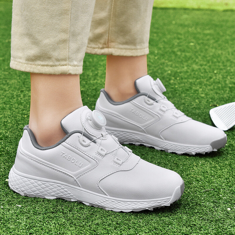 Men Waterproof Golf Shoes Non-slip Spikeless Golf Sneakers Beginner Golf Gym Training Shoes Women Leather Golf Athletic Shoes