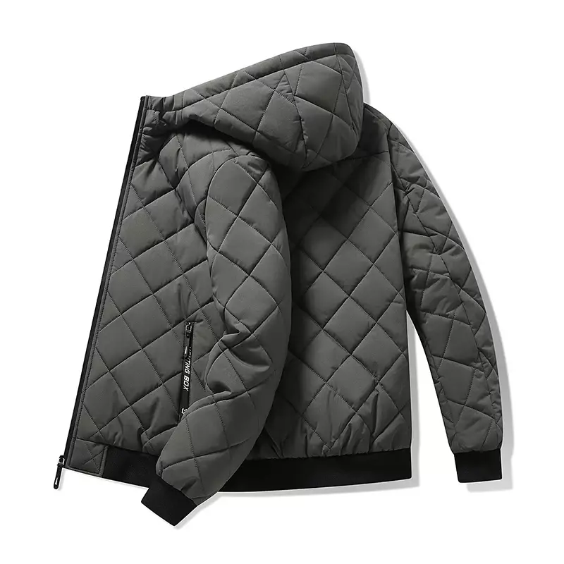 Куртка мужская с капюшоном и хлопковой подкладкой, модная Повседневная парка с ромбовидной текстурой, большой размер 4XL, Осень-зима