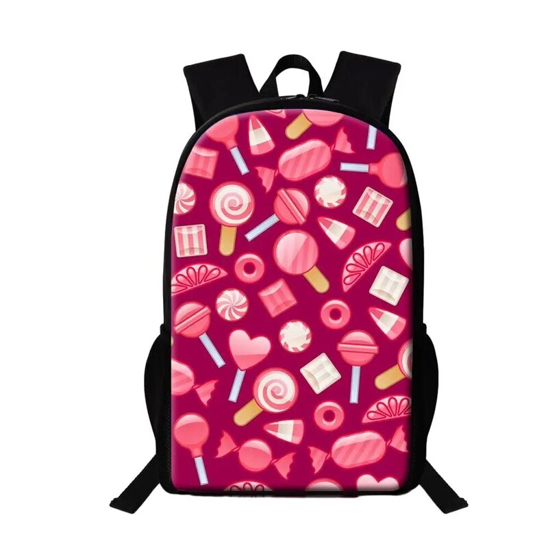 여아용 사랑스러운 배낭 캔디 마시멜로 프린트 학교 가방, 16 인치 용량 책가방, 귀여운 다기능 배낭