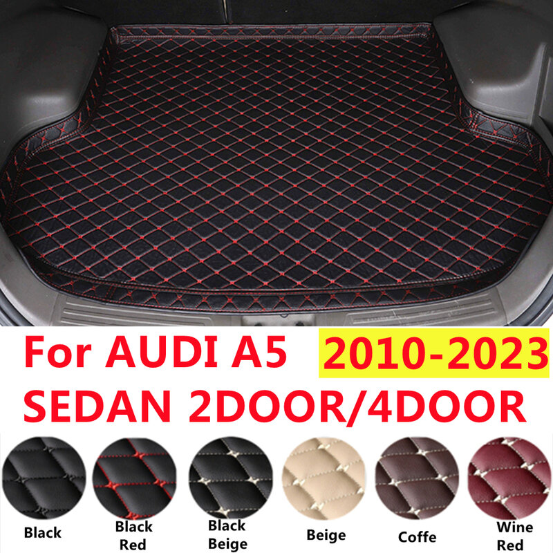 SJ XPE Leather High Side Car Trunk Mat Fit For AUDI A5 Sedan 2023 11-2010 Auto Fittings Cargo Liner Tail Boot Carpet Waterproof