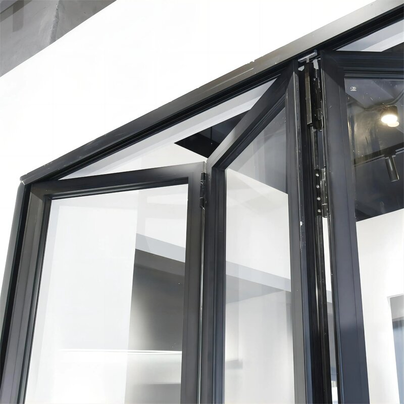 Sixinalu-puerta plegable de vidrio templado de doble acristalamiento, marco de aleación de perfil de aluminio, rotura térmica de 1,8mm, puerta de acordeón hecha a medida