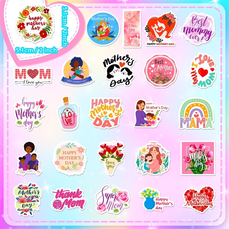 10/30/50PCS I LOVE YOU MOM MOTHER'S DAY PVC Sticker Aesthetic DIY Decoration Scrapbooking Stationery School Supplies for Kids