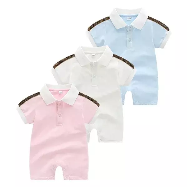 Letnia moda ubranka dla dzieci z krótkim rękawem jednoczęściowa bawełna o cienkim przekroju szwy litery noworodek chłopiec śpioszki dziewczęce 0-24 miesięcy