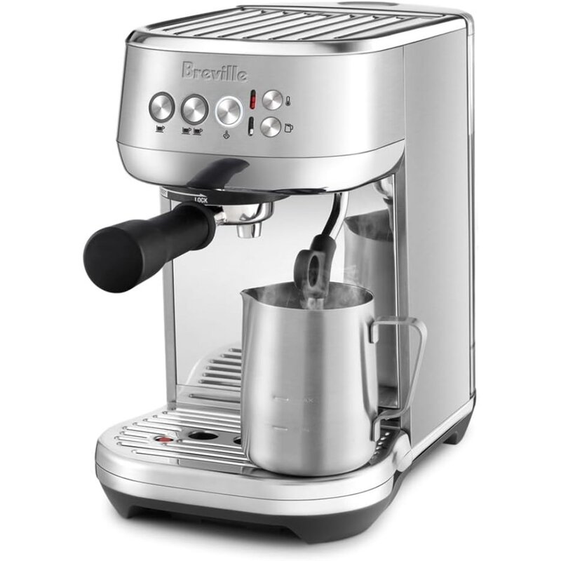 เครื่องทำกาแฟเครื่องชงกาแฟ Bambino Plus, สแตนเลสสตีลขัดเงา, อัตโนมัติ pureg, การควบคุมปริมาณการเจียร, เครื่องทำกาแฟ