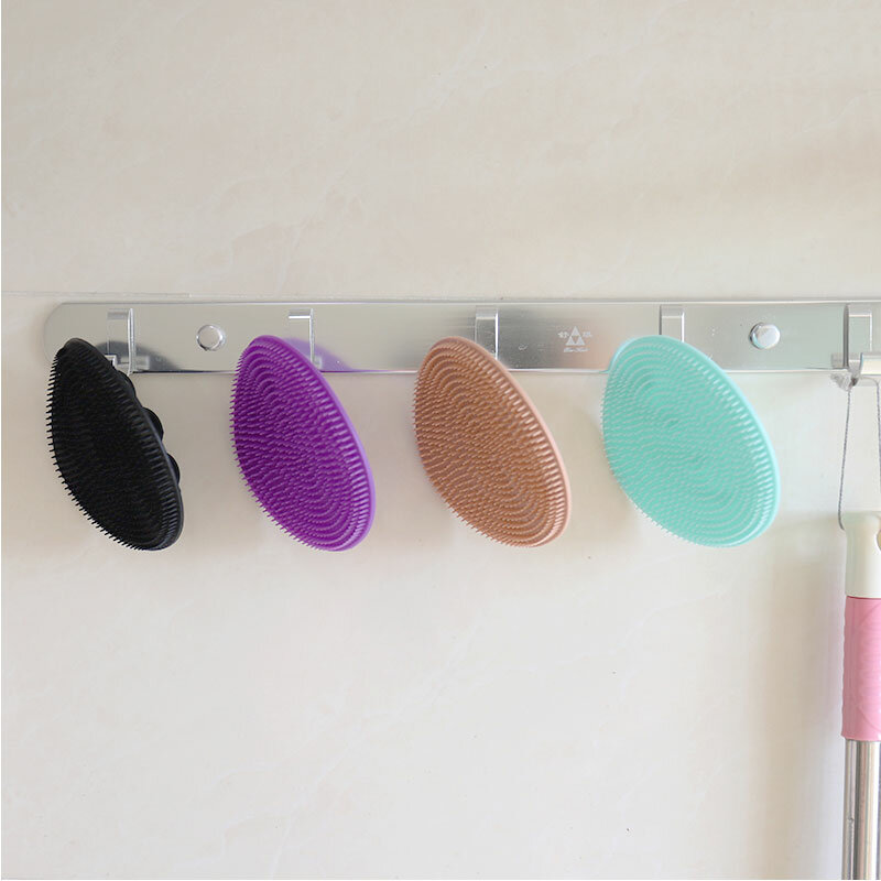 Silicone Body Scrubber Natural Bristles Skin Exfoliator Scrub Shower Sponge Brush Silicone Bath Shower Brush