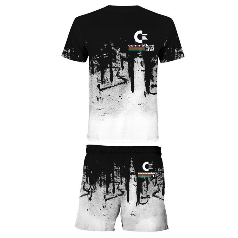 Explosive 2024 New Men's Inkjet T-Shirt Casual Sports Suit Shorts + Short Sleeve T-Shirt Men's Trend Suit 3D