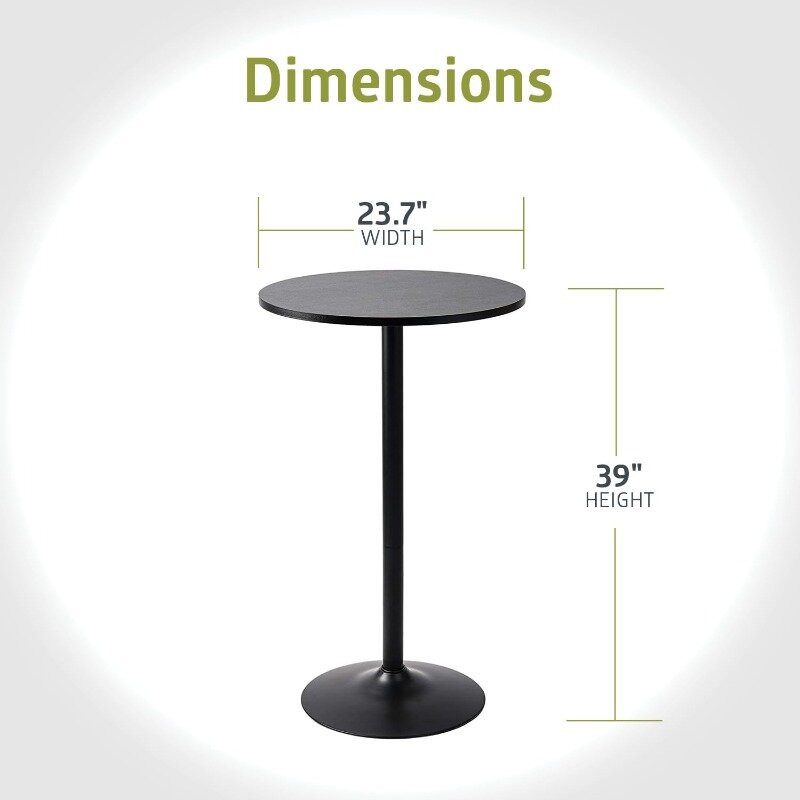 Portable bar table 2 Pack Round Bar and Pub Table, Black