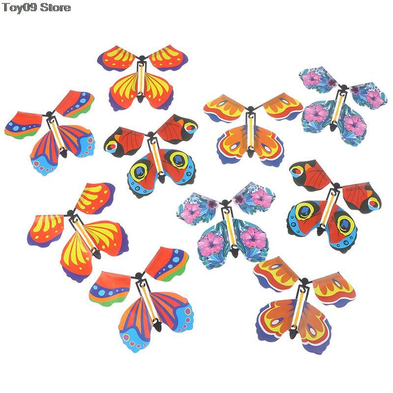 1/5/10pcs giocattolo casuale della carta di volo della farfalla magica di colore casuale con le mani vuote farfalla puntelli magici di nozze trucchi magici giocattolo all'aperto