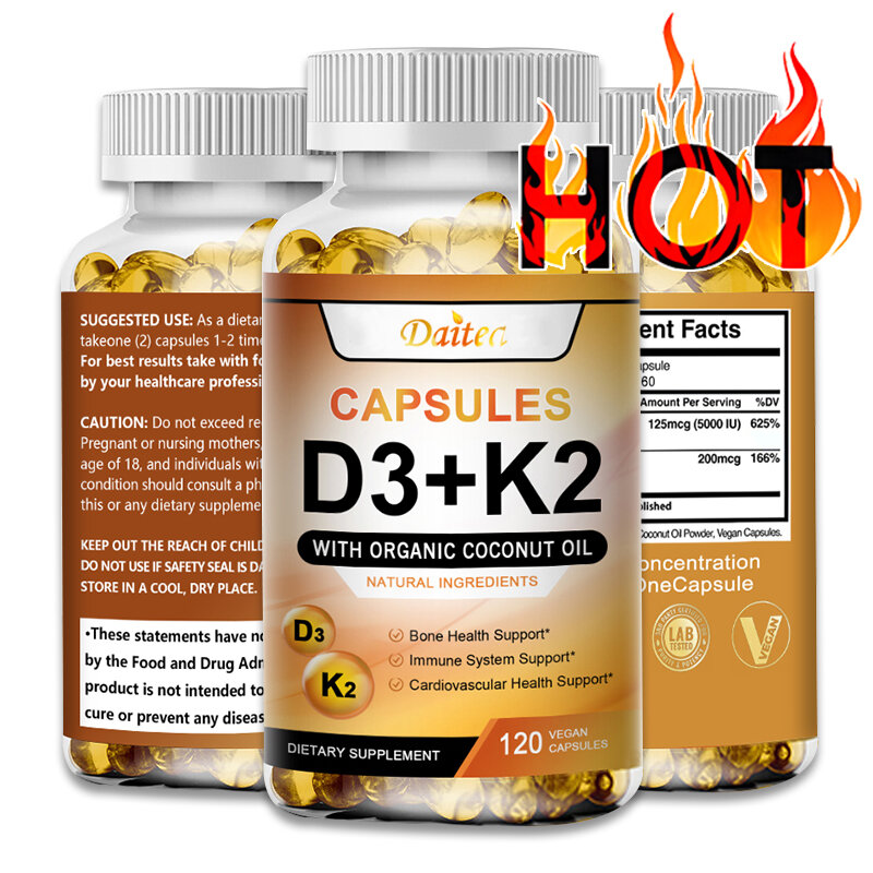 K2 + d3 Vitamin präparate unterstützen Knochen dichte, Zähne und Haut, Herz gesundheit und unterstützen die Immunität.