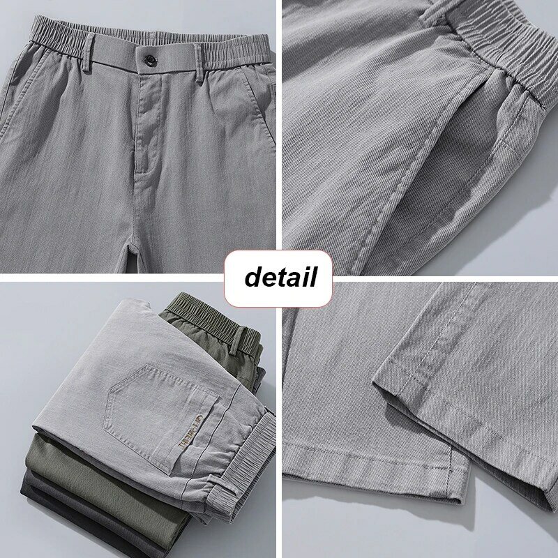 New Men Casual Pants Spring Autumn Elastic Slim Straight Breathable Trouser for Men Daily Office Joggers Stretch Pants Male