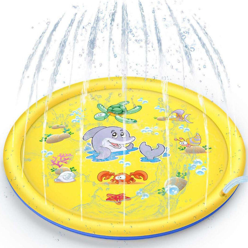 Almofada inflável para spray de água para crianças Round Splash Play Mat, aspersor para jogar sinuca, quintal para diversão ao ar livre, piscinas de praia, 170cm