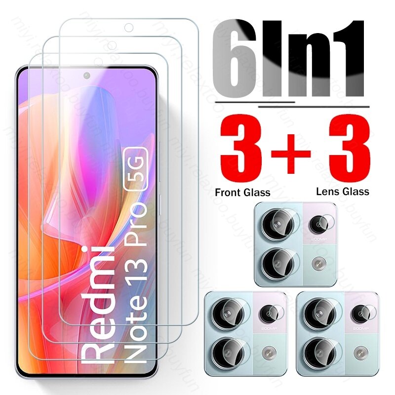 Redmy Note13 Pro 4G 5G Glass 6To1 HD Tempered Glass Screen Protector For Xiaomi Redmi Note 13 Pro 5G 2024 Camera Protective Film