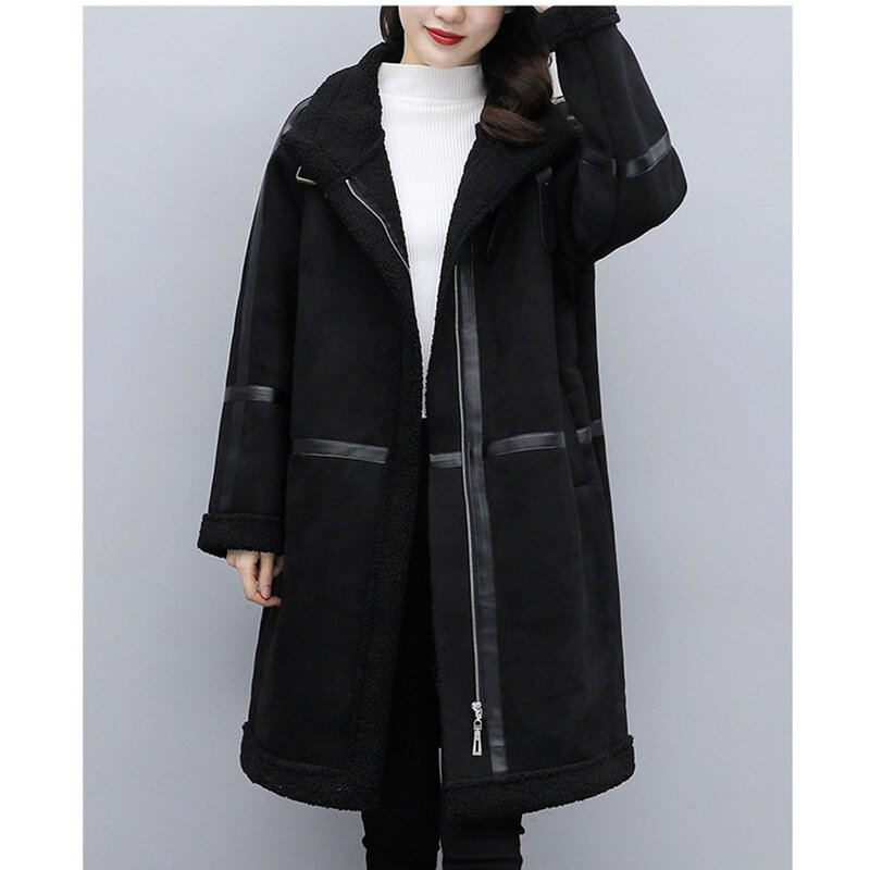 女性用の両面ファージャケット,厚くて暖かいパーカー,高品質,秋,冬,大きいサイズ,5xl