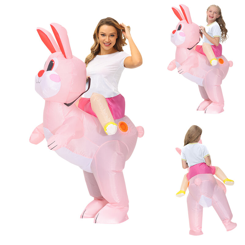 Easter Bunny Clown Adult Kids Inflatable Costume Funny Cute Rabbit Cosplay Suit For Performance Festival Carnival Party Clothing