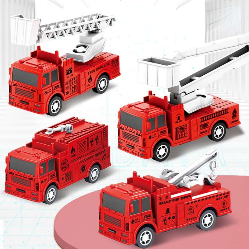 4 Stuks Kinderen Speelgoed Auto Inertie Sanitaire Truck Modellen Trek Militaire Techniek Voertuig Brandweerwagen Jongens Speelgoed Voor Kinderen gift