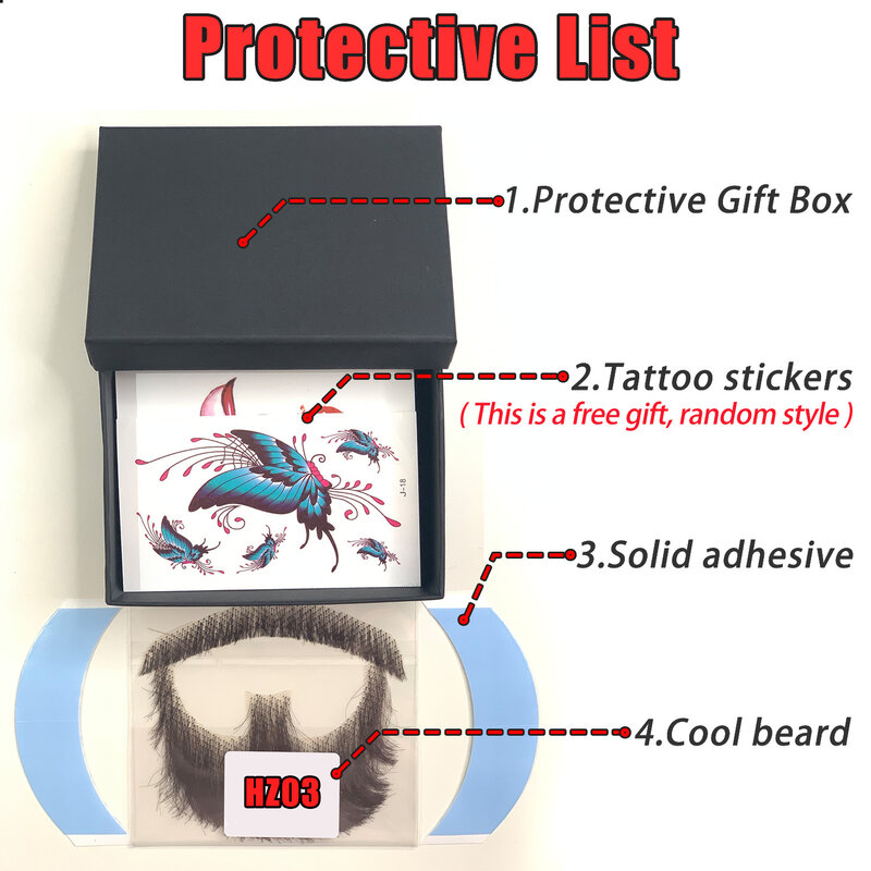 Uma barba artesanal com cabelo humano para homem, bigode, maquiagem para cinema e televisão, cabelo falso sintético, cosplay party tools