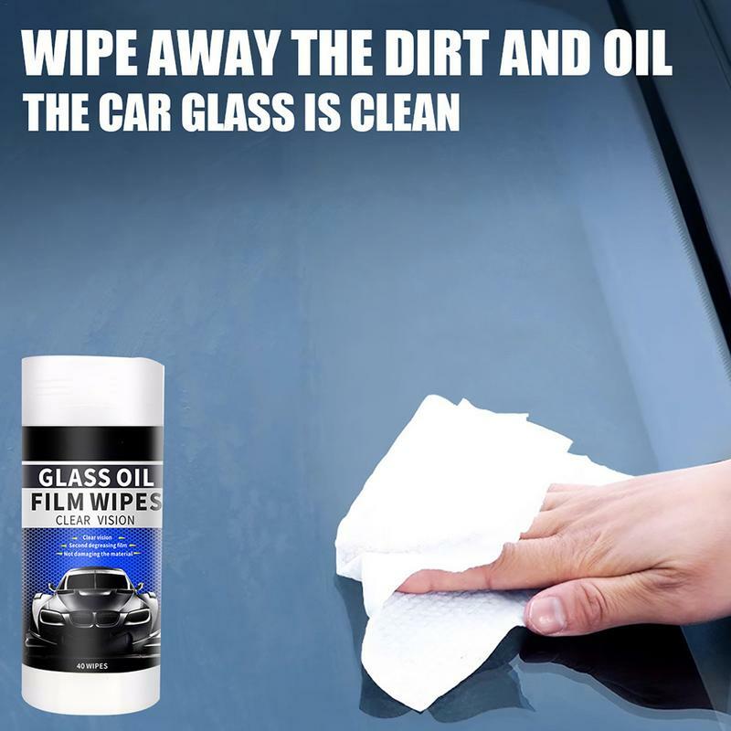 Car Glass Cleaner Wipes Windshield Cleaning Wipes Car Glass Oil Film Cleaner Car Oil Film Remover 40Pcs Cleaning Wipes For Glass