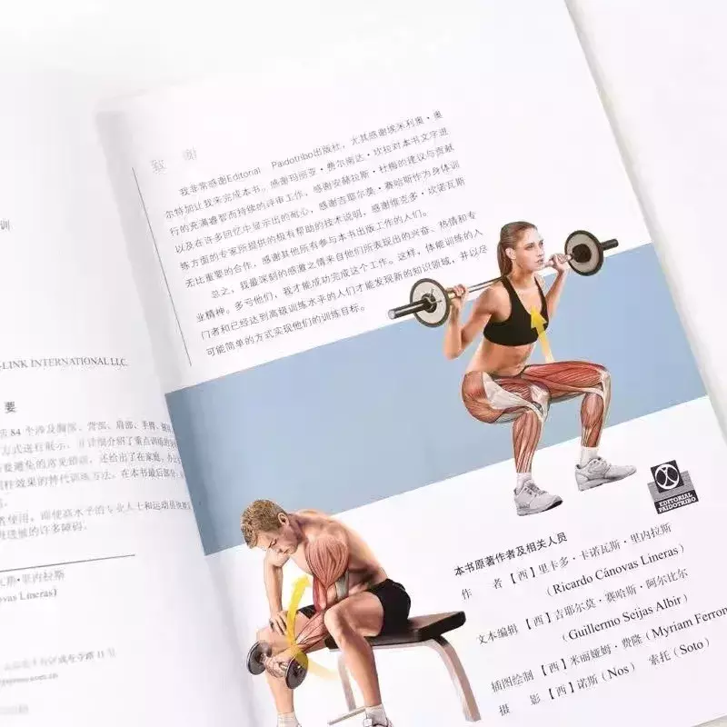 Carte de document d'entraînement de la force musculaire, livre d'entraînement d'étirement, réduction de la graisse et gain musculaire