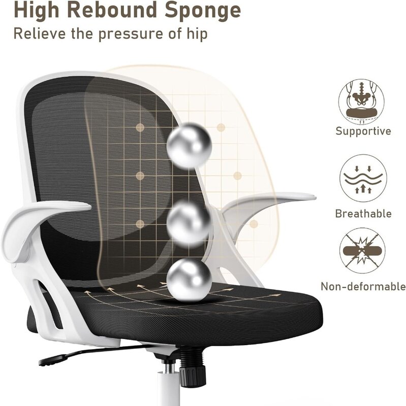 Home Office Work Desk Chair, giratória ergonômica, cadeira do computador, malha respirável, tarefa de apoio lombar