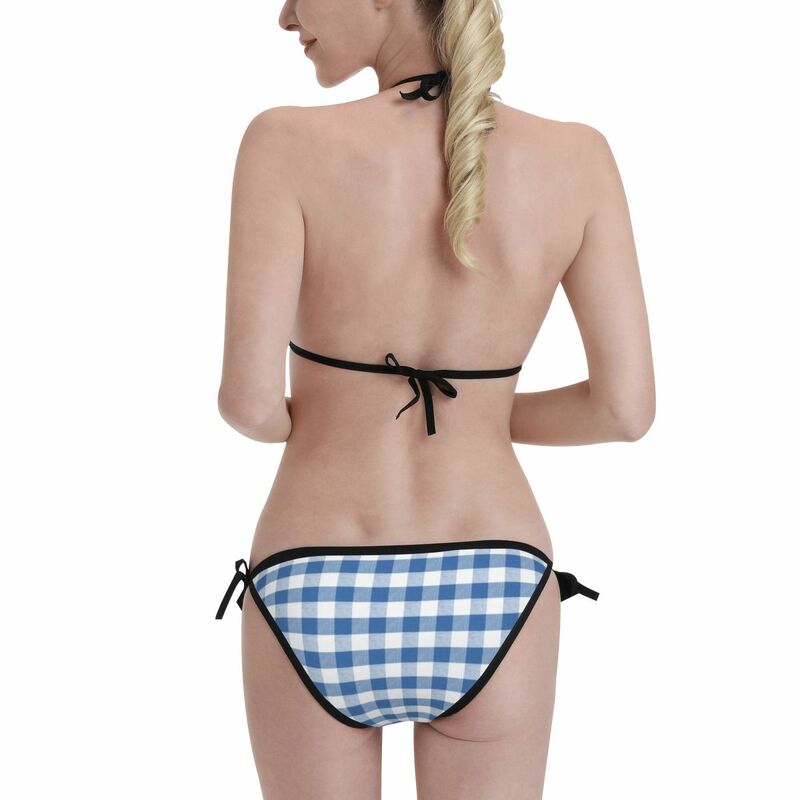 Sommer Sexy Body Helle Nebulas Blau Gingham Bikini Set Weibliche Badeanzüge Tanga Badeanzug Strand Tragen