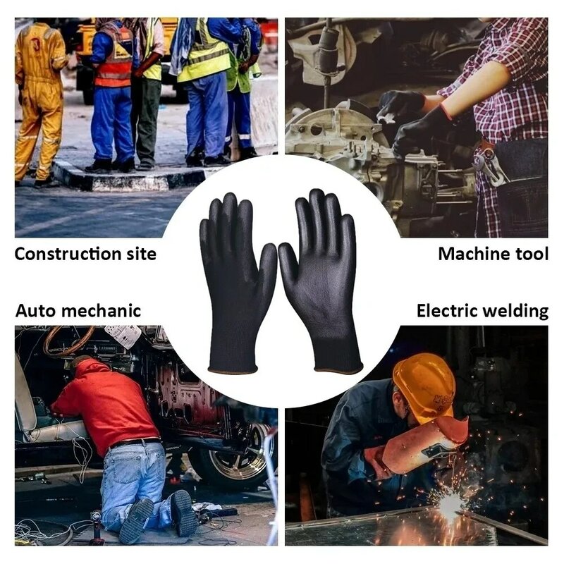 10/30 Pair Logo Free Polyurethane Gloves Safety Work Gloves Repair Gloves Palm Coated Gloves Carpenter Repairman Supplies