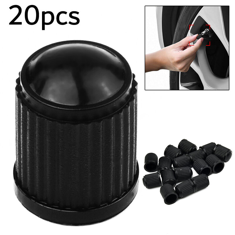 20PCS Car Tyre Valve Black Bike Tyre Plastic Cap Dome Shape Dust Valve Valve Cap To Prevent Air Leak And Sandy Soil
