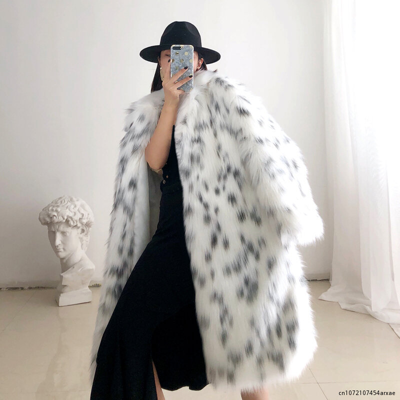 Casaco feminino de imitação de pele de raposa, jaqueta falsa longa, roupas combinando com tudo, moda high-end, novo, inverno, 2023
