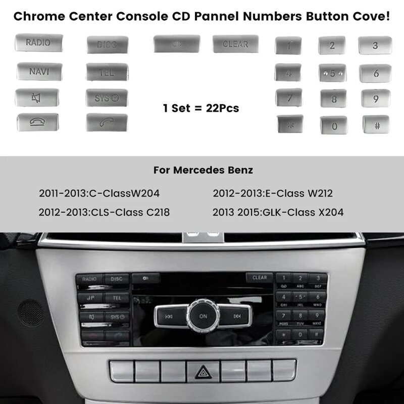 Dla Mercedes Dla Benz Naklejki Przycisk Pokrywa Akcesoria Srebrny Przycisk Przełącznika Numery CD Pannel CLS Class C218 12-13