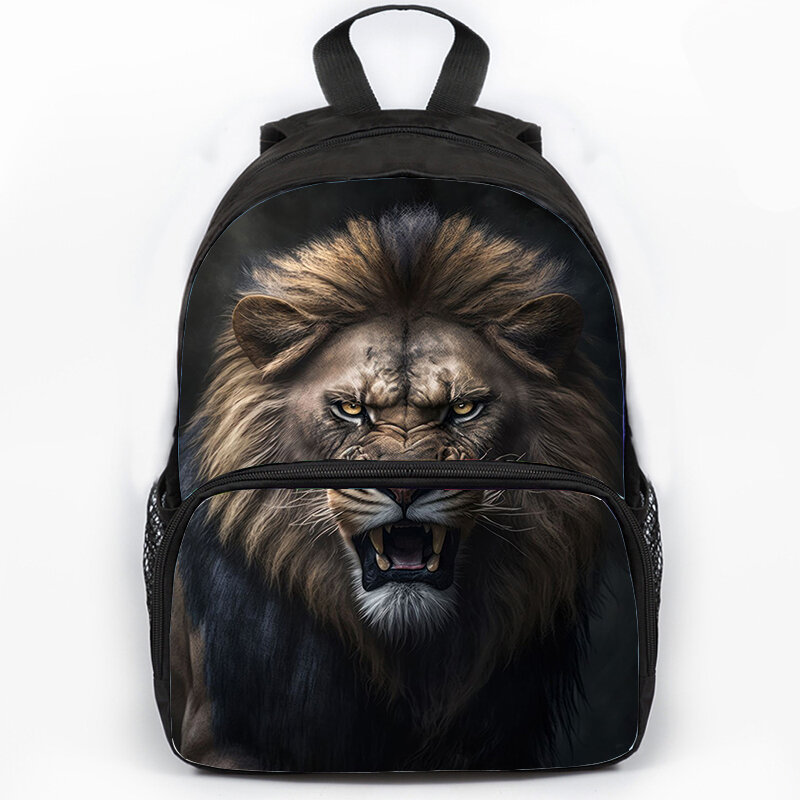 Cool Wolf School Backpack for Girls Boys Students Bookbag Animals Tiger Lion Backpack Mens Backpack Travel Canvas Bag Children