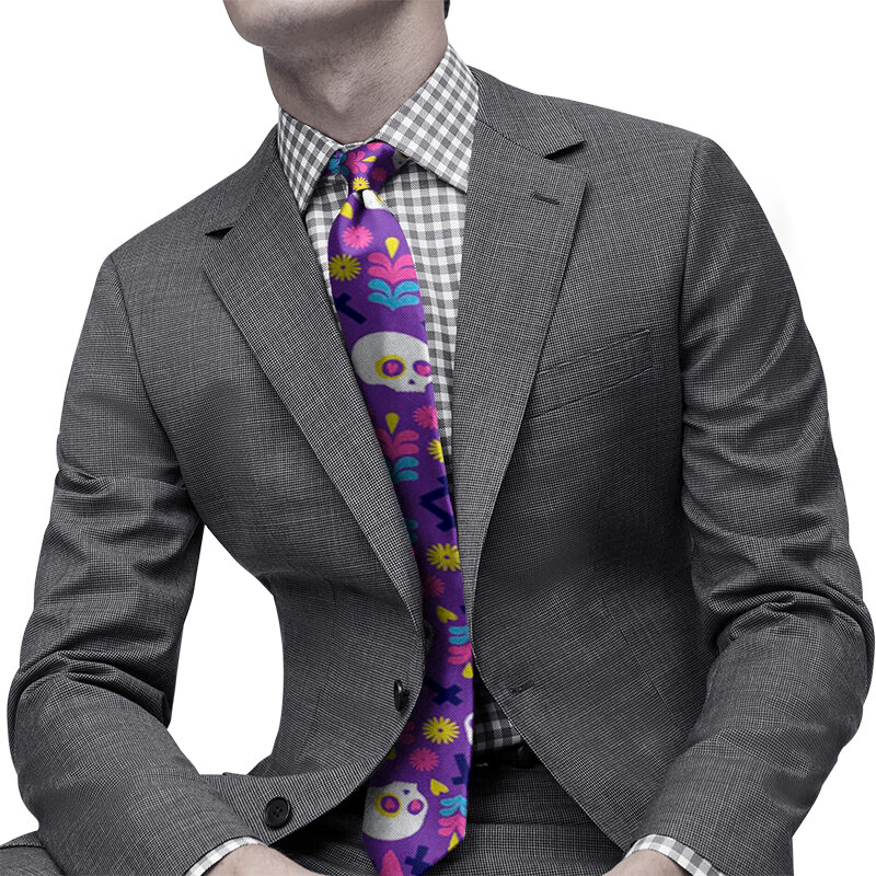 Corbata divertida con estampado de calavera para hombre, corbata informal de moda de 8CM, novedad creativa, accesorios únicos para hombres, regalo de boda, fiesta de negocios