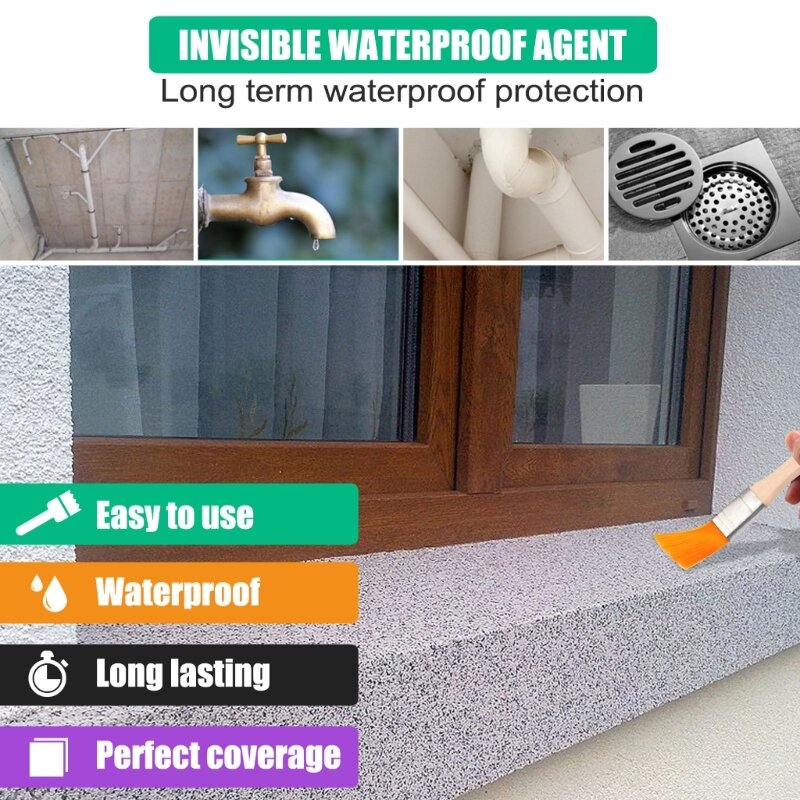 Y1uu agente impermeabilizante invisível, emulsão selante isolamento 30/100ml, agente longa duração para banheiros, telhas,
