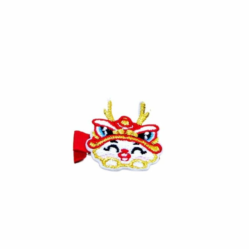 Bordado pano Hanfu grampo de cabelo para bebê, mascote dragão hairpin, adorável bebê Headwear, crianças antigo Headwear, vermelho
